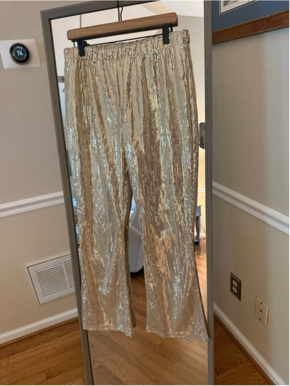 Women's Serra Wide Leg Sequin Pants Gold Size M